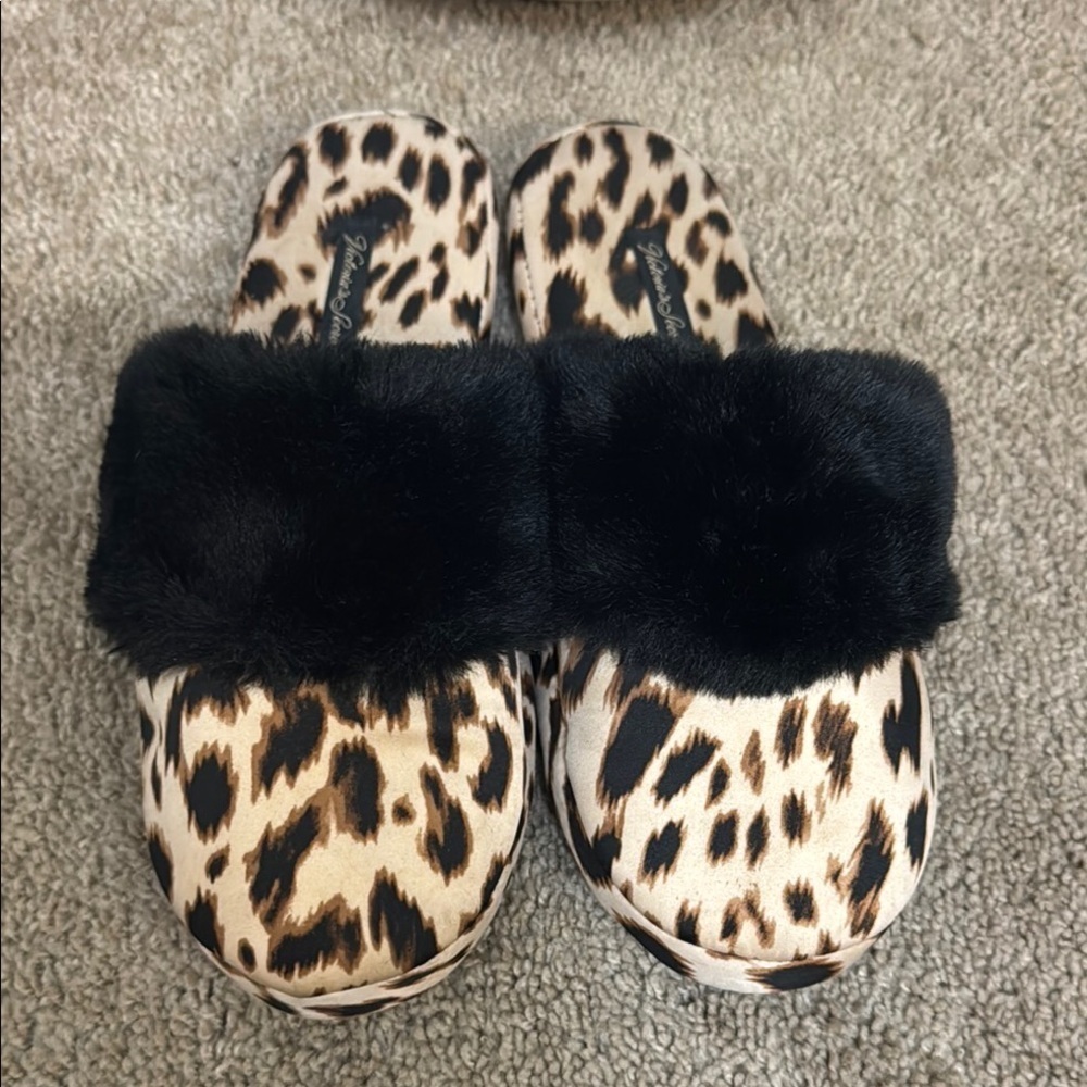 Leopard Print Fur Slippers - Never Worn